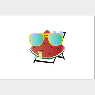 Funny Watermelon with sunglasses illustration Posters and Art